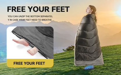 Bahay Hooded Twill Camping Sleeping Bag – Black & Grey