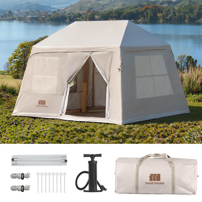 Cirro 6.0 Inflatable Cabin Tent with Canopy & Mat (Khaki/Silver Coated)