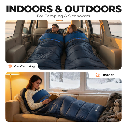 Plaidy Hooded Flannel Camping Sleeping Bag – Blue Plaid