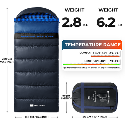 Plaidy Hooded Flannel Camping Sleeping Bag – Blue Plaid