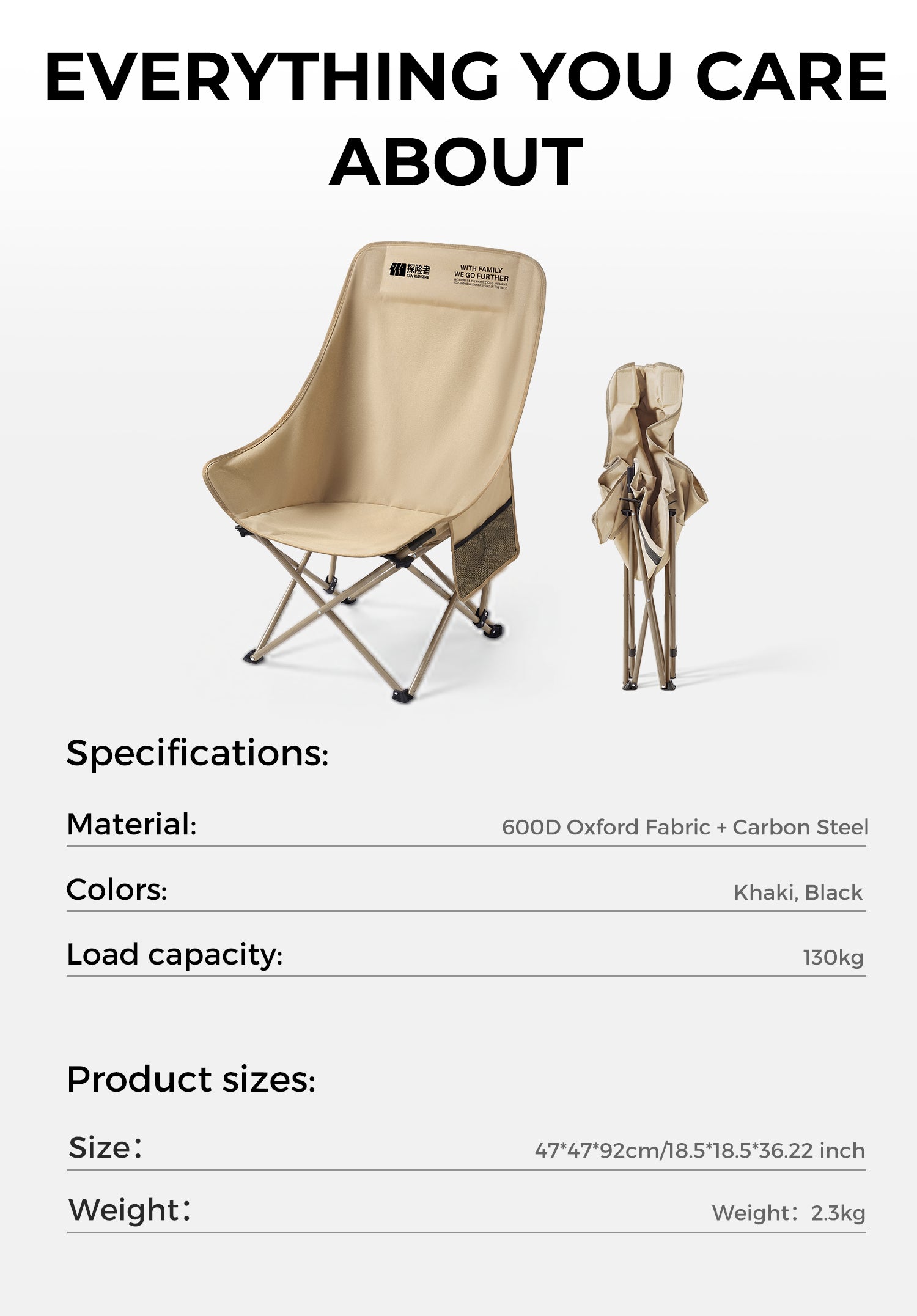 Crescent High-Back Folding Camping Chair