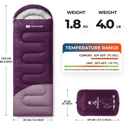 Puff Hooded Camping Sleeping Bag – Purple