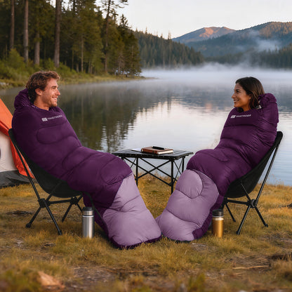 Puff Hooded Camping Sleeping Bag – Purple