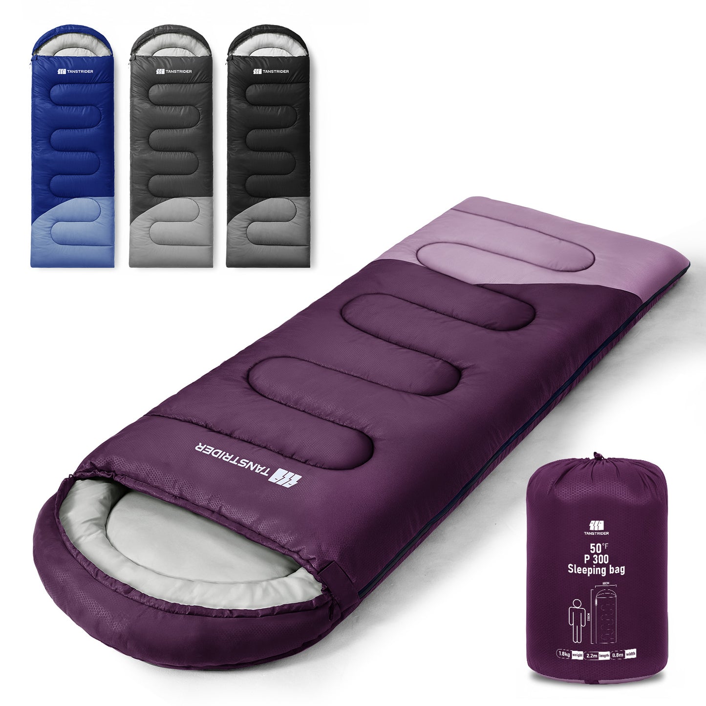 Puff Hooded Camping Sleeping Bag – Purple